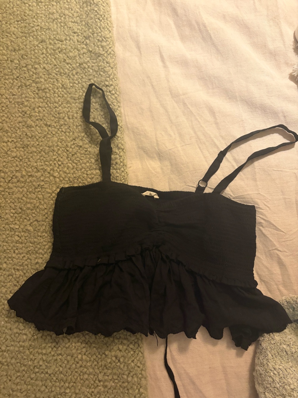 Wilfred Black Smocked Top with Textured Stitching